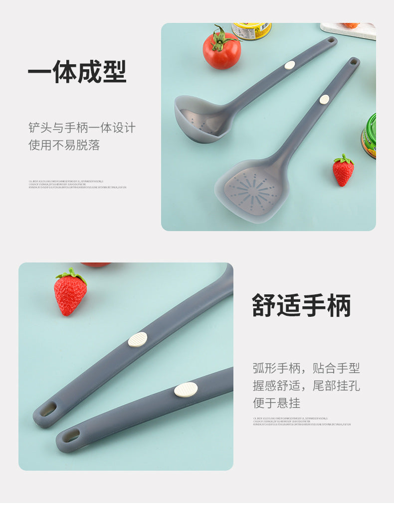 New Style Steel-Clad Silicone Spatula Semi-Transparent Silicone Chinese Spatula Household Kitchen Food-Grade Non-Stick Cooking Spatula