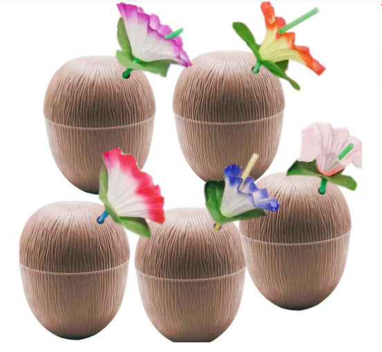 Amazon Hawaiian Party Decoration500ml Coconut Cup Hibiscus Fruit Cup Pineapple Cup Beverage Cup