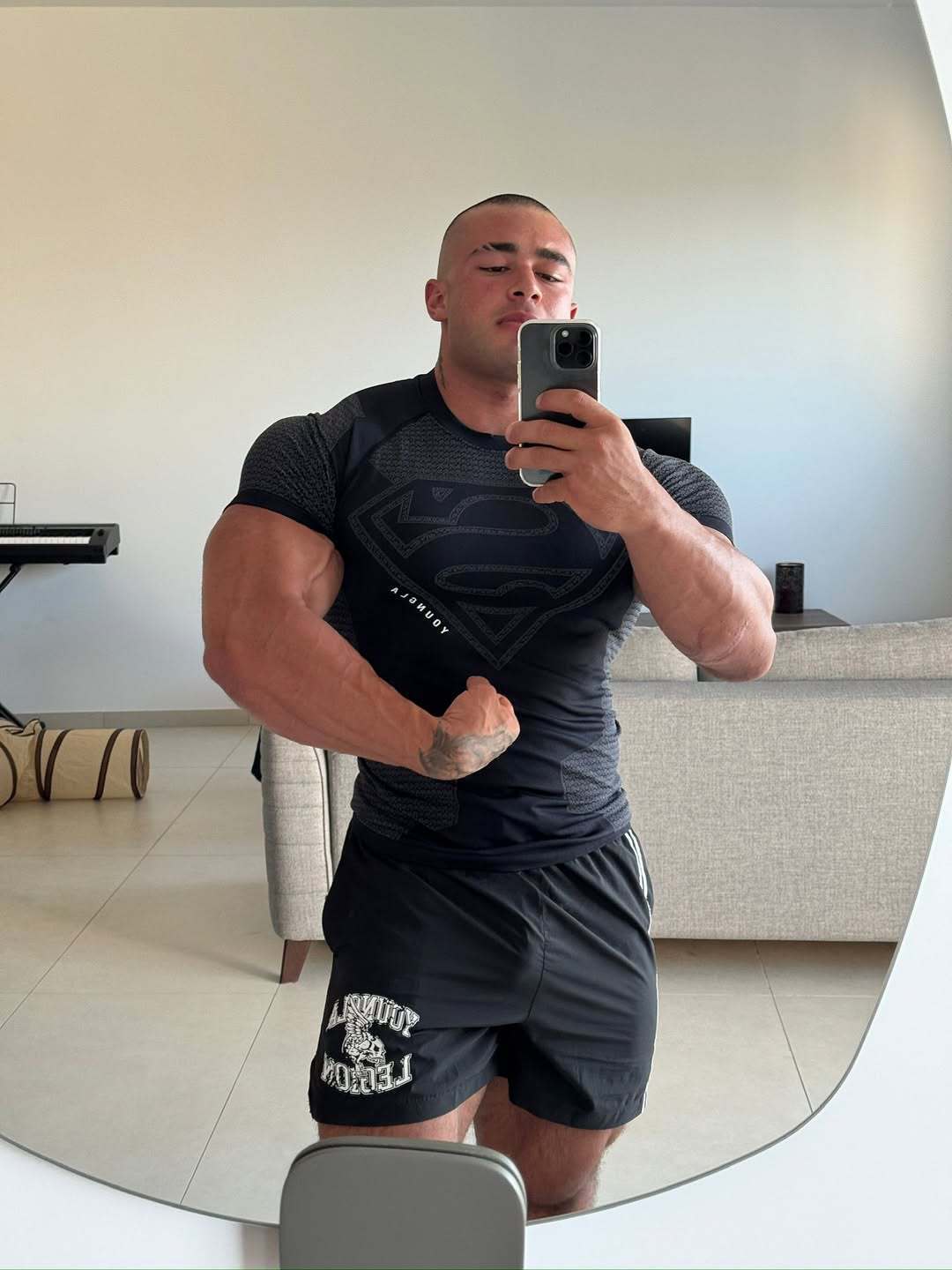 YOUNGLA New American-style Muscle Fitness Men's Sports Short Sleeve Casual Running Quick-dry Breathable Tight-fitting Shirt t T-shirt