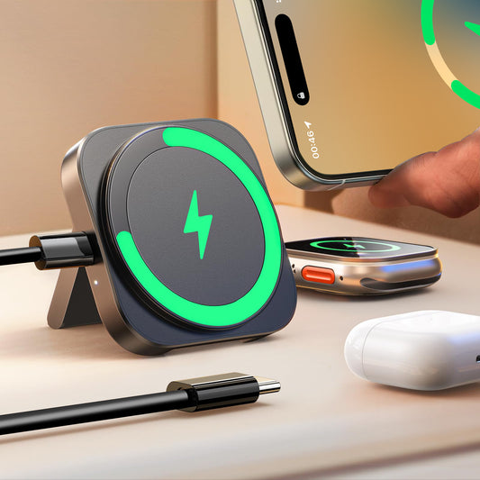 Foldable Desktop 3-in-1 Wireless Charger Magnetic suction suitable for Apple Watch portable wireless charging stand fast