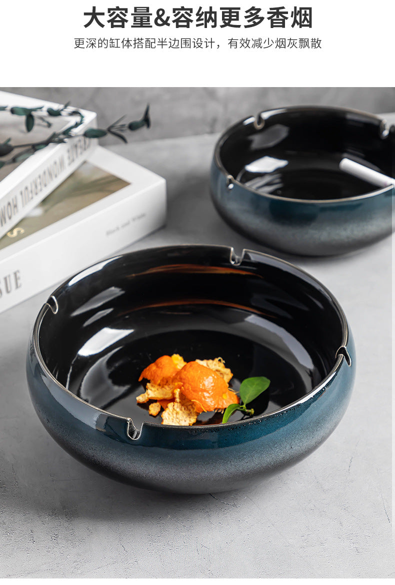 Large Ashtray Creative Personality Ceramic Ashtray Home Retro Chinese Style Living Room Light Luxury Office Trendy Ashtray