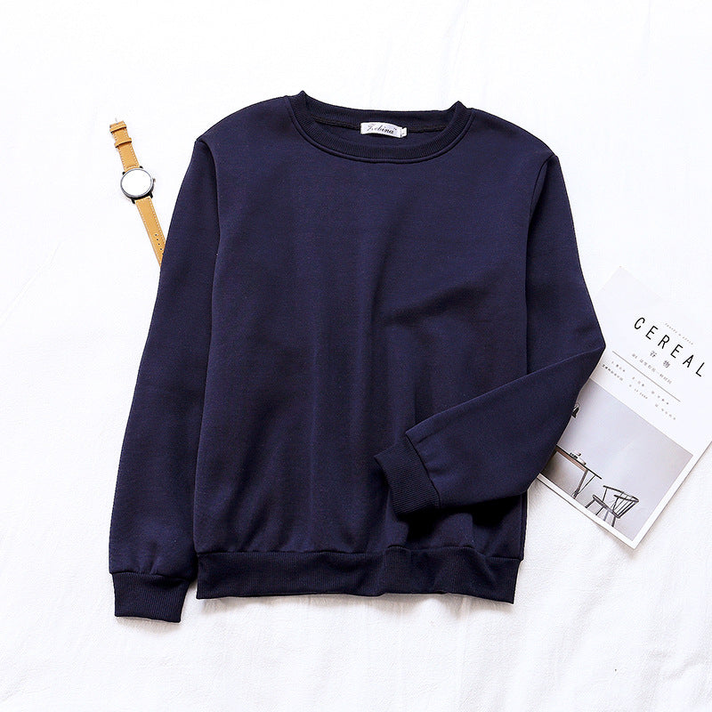 Base Layer Sweatshirt for Women, Autumn and Winter Loose Fit Lazy Style Hoodless Jacket, Thickened Couple Style, Korean Version, Class Uniform Wholesale