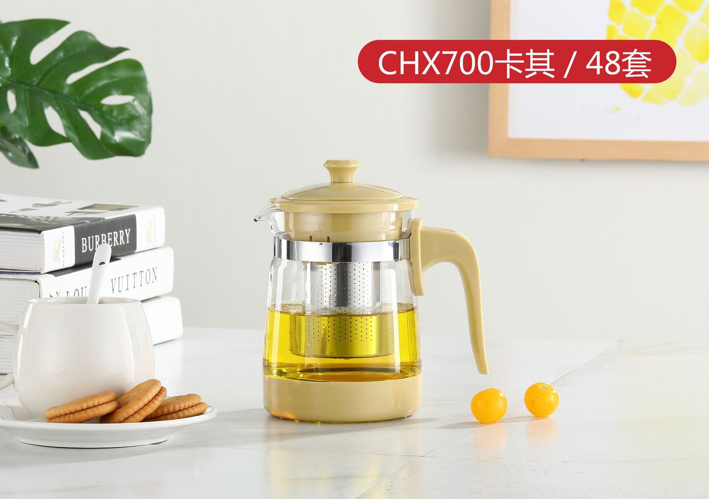 Large Capacity Glass Teapot Kung Fu Tea Brewing Pot Household Kettle Single Pot Heat Resistant Filter Tea Maker Flower Tea Tea Set