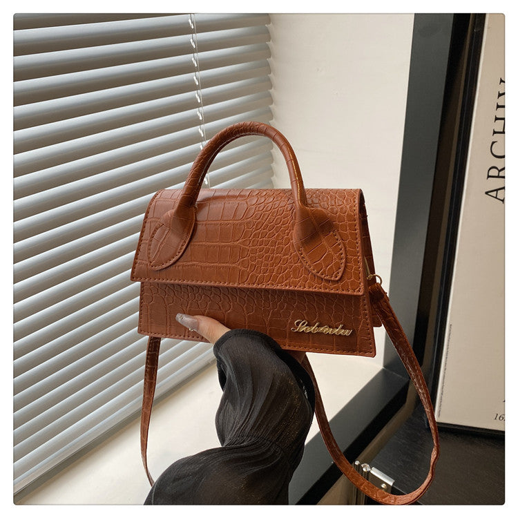 Korean style stone pattern single shoulder bag for women2025New Textured Handheld Small Square Bag Versatile Fashion Simple Crossbody Bag