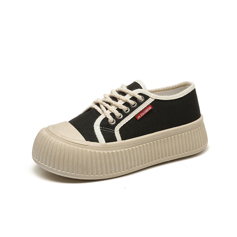Summer New Trendy Women's Shoes Korean Style Canvas Shoes Thick Sole Loafers Fashion ins White Sneakers Platform Shoes Soft Sole