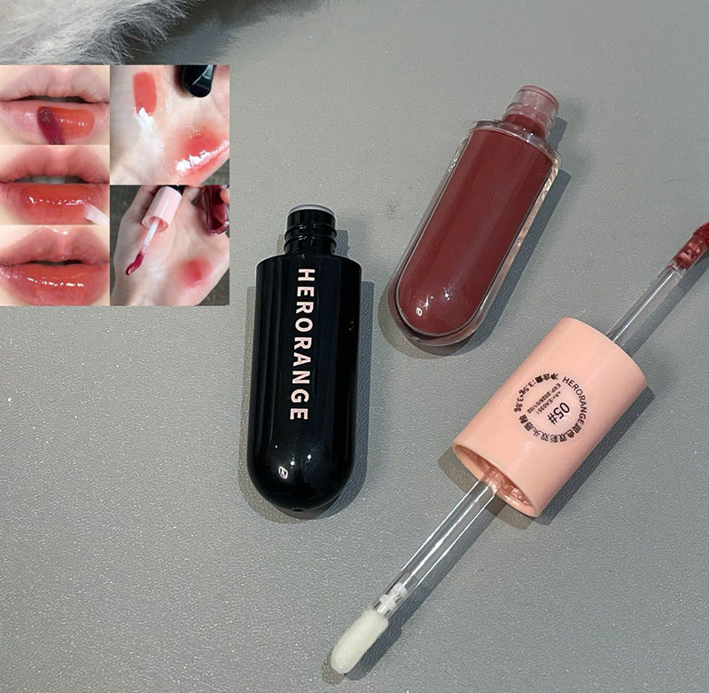 HERORANGE Moisturizing Dual-Ended Lip Gloss Velvet Matte Water Gloss Mirror Double Texture Non-Sticky Lipstick HR499