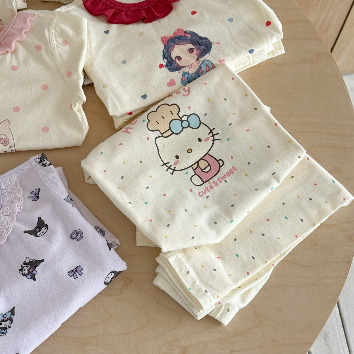Girls A Pajama Set2025Autumn Girls Korean Style Homewear Baby Cute Cartoon Print Two-Piece Set Trendy