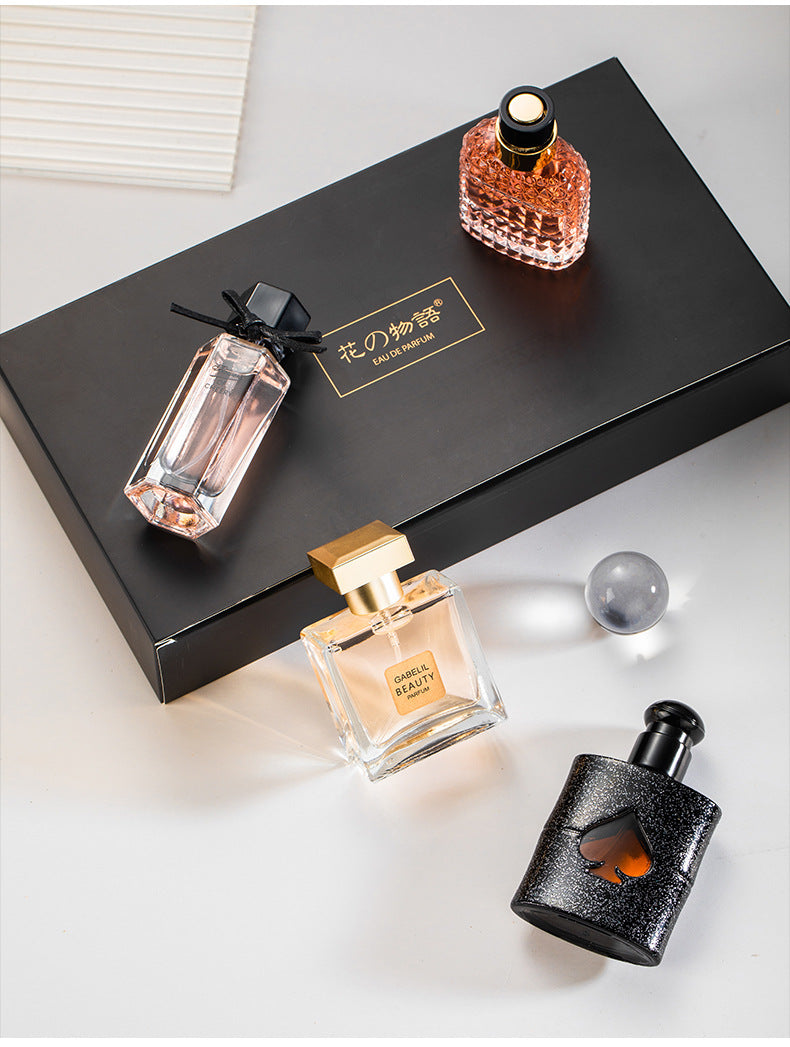 Flower Story Gift Box Women's Perfume Four-piece Set Perfume Wholesale Long-lasting Light Fragrance Recommended Black Coffee Perfume Women