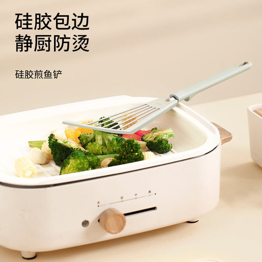 FaSoLa Household High-Temperature Resistant Stainless Steel Spatula Kitchen Stir-Frying Fish Non-Stick Pan Silicone Anti-Scald Cooking Spatula