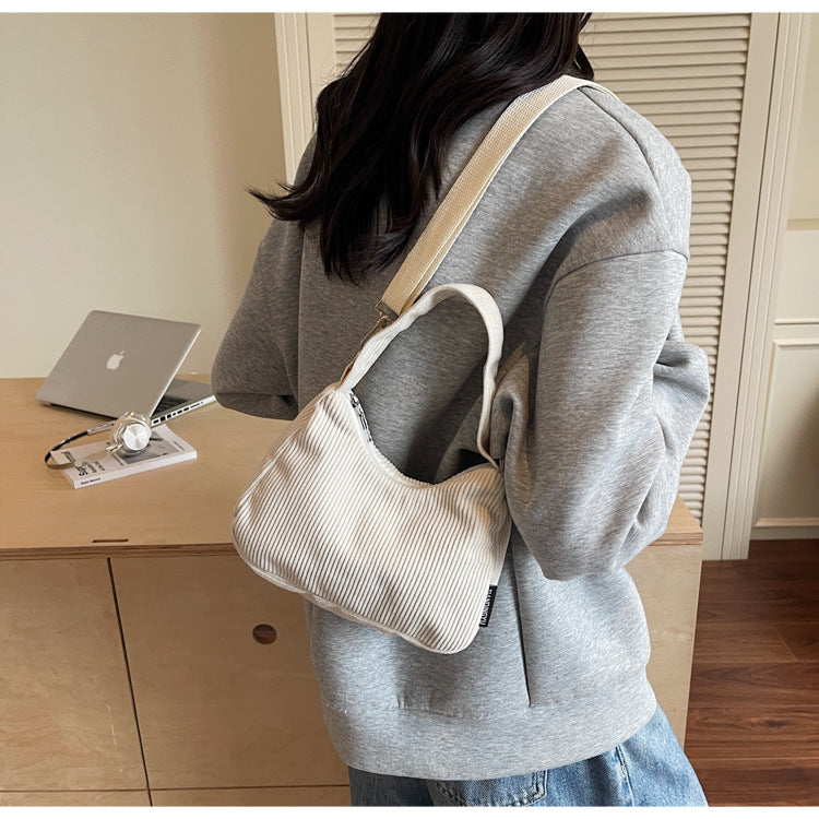 2024New Casual Large Capacity Women's Shoulder Bag Trendy Corduroy Versatile Crossbody Bag Trendy Bag Cross-Border Hot Item