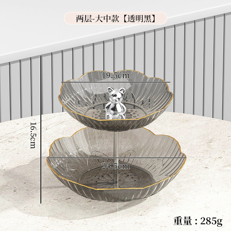 Multi-layer Fruit Plate High-end Luxury Style Home Living Room Snacks Nuts Candy Dried Fruits Fruit Plate Tea Pastry Dessert Plate