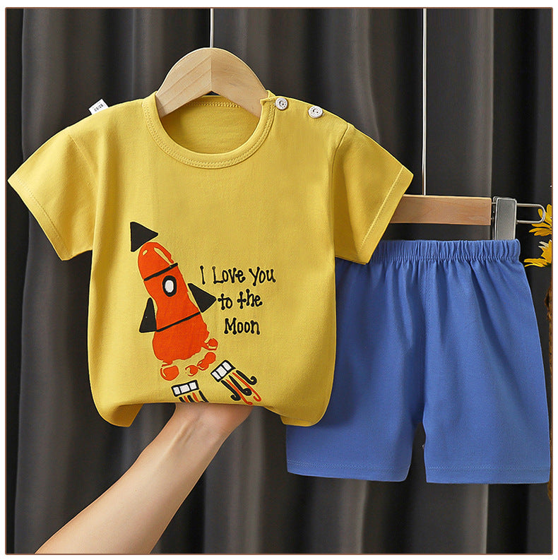 Children's Summer Short Sleeve Set a Cotton-like Boys' and Girls' Clothing t T-shirt Baby Summer Clothing2025Children's Clothing