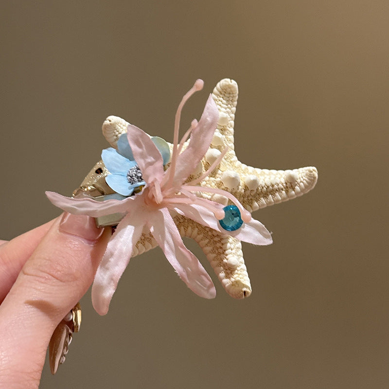 Super Fairy Vacation Style Fabric Flower Hair Clip Side Bangs Broken Hair Duckbill Clip Gentle Atmosphere Versatile Hair Accessory for Women