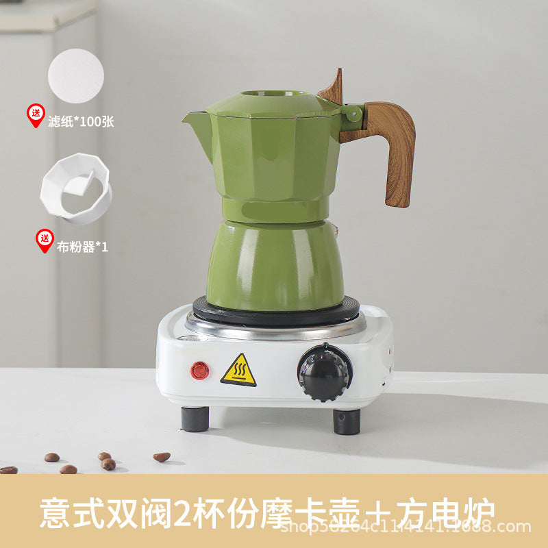 Moka Pot Home Use Small Coffee Pot Coffee Brewing Set Double Valve Hand Brew Pot Espresso Extraction Italian Coffee Machine