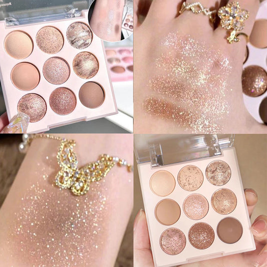 Capel Ice Cream Nine-Color Eyeshadow Palette Pearlescent Matte Rose Palette Under-eye Blush Oat Milk Tea Earth Pure Desire