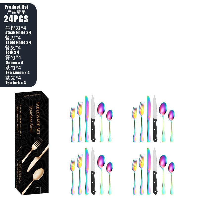 Tableware set Stainless Steel Tableware Set8Set of Cutlery, Fork, and Spoon for One Person48Set of Steak Knives in Color Box