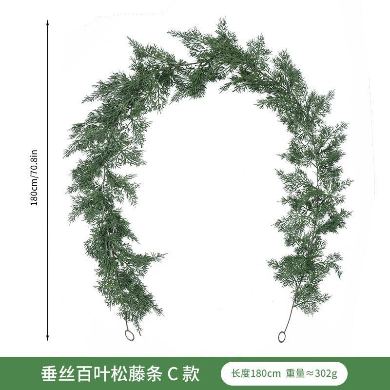 Artificial Pine and Cypress Wreath PE Encrypted Christmas Vine Artificial Christmas Tree Vine Leaves Pine Needles Door Hanging Christmas Decorations