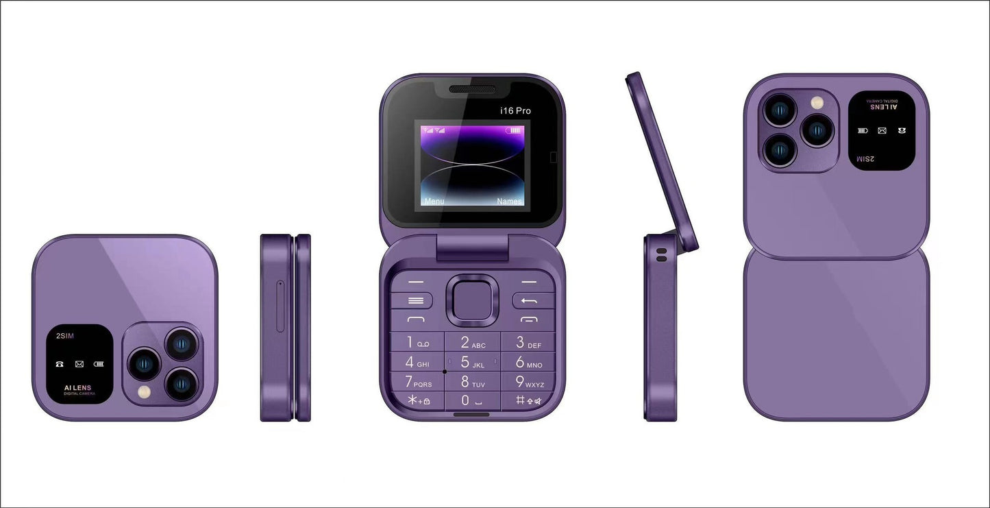 Mini Flip Phone Cross-Border i16 pro Flip Phone Dual SIM2G Button Mini Export Mobile Phone Wholesale