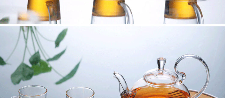 Glass Teapot High Temperature Resistant Thickened Filter Tea Brewing Teapot Household Heatable Fruit Flower Teapot Tea Set