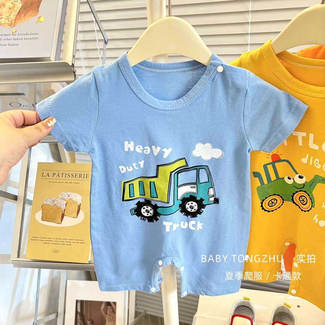 Pure Cotton Infant Jumpsuit Summer Pure Cotton Printed Korean Version Baby Romper Lightweight Breathable Unisex Baby Short Sleeve