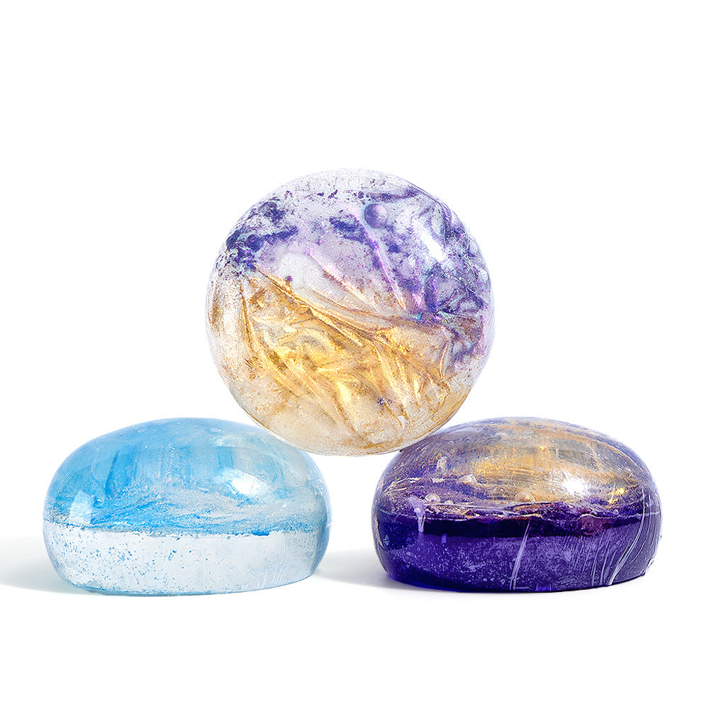 Colorful Gemstone Handmade Soap Cross-Border soap Gold Foil Transparent Amino Acid Soap Gift Box Essential Oil Soap Wholesale