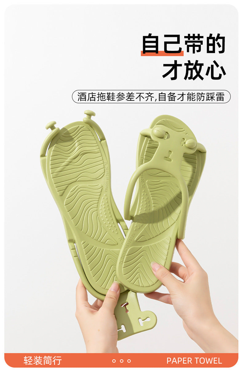 Foldable Travel Slippers for Women, Hotel Business Trip, Home Bathroom, Couple's One-Word Slippers, Portable Travel Slippers for Men