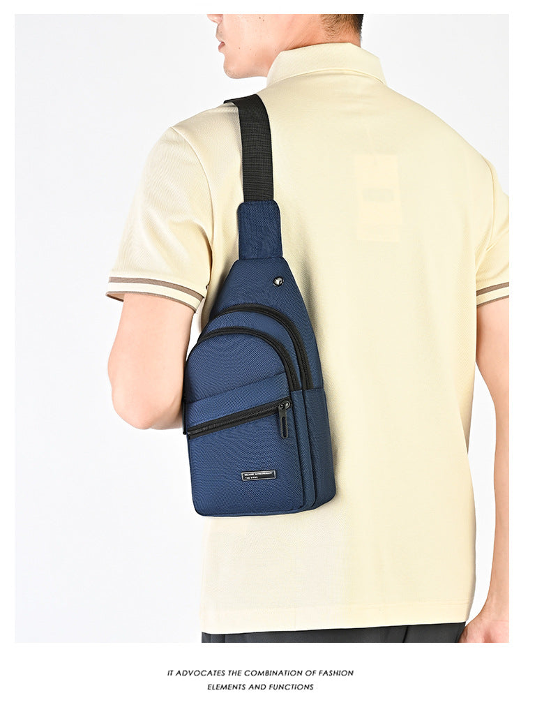 Silk Chest Bag Autumn New Large Capacity Casual Men's Bag Lightweight Simple Water-Resistant Oxford Cloth Crossbody Backpack