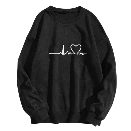 Cross-Border2024New Autumn Winter Round Neck Sweatshirt Casual New Style Couple Large Size Loose High-end Feel Printed Top