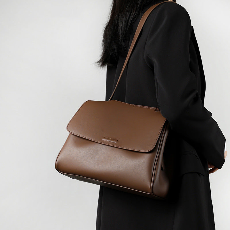 Cross-border Tote Bag for Women2024Summer new soft leather large capacity niche high-end genuine leather single shoulder crossbody bag