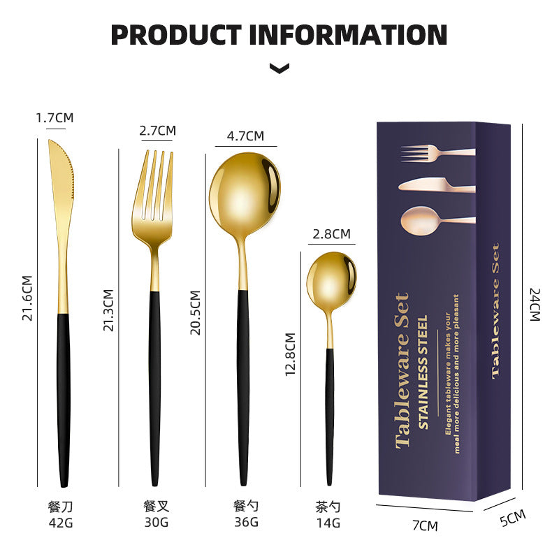 spoon Jieyang Manufacturer Wholesale Cross-Border Stainless Steel Tableware Set24Set Household Cutlery and Utensils