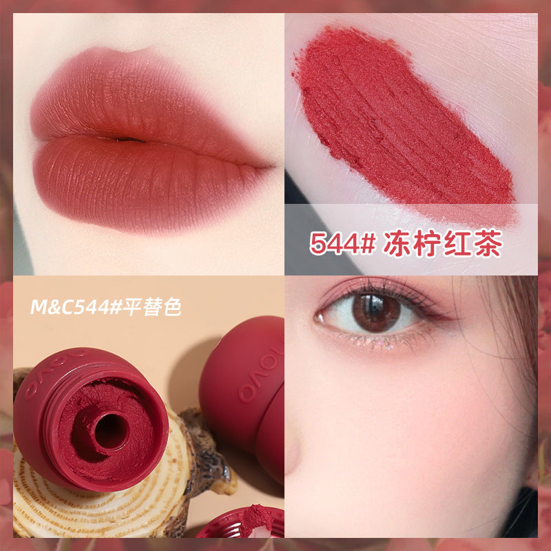 NOVO Little Mushroom Milk Jar Lip Mud Lip Jelly Velvet Matte Waterproof Lipstick Not Easy To Fade Non-stick Cup Lipstick Makeup