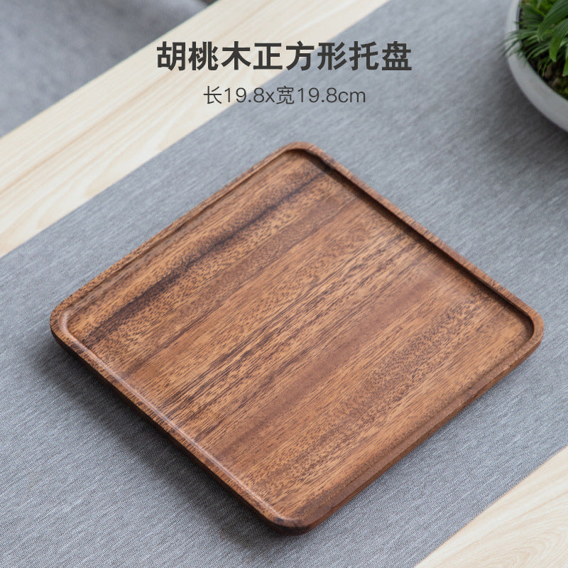 Walnut Tea Tray Minimalist Dry Tea Tray Cup Storage Tray Chinese Style Candy Dessert Fruit Tray Tea Room Tea House Wholesale