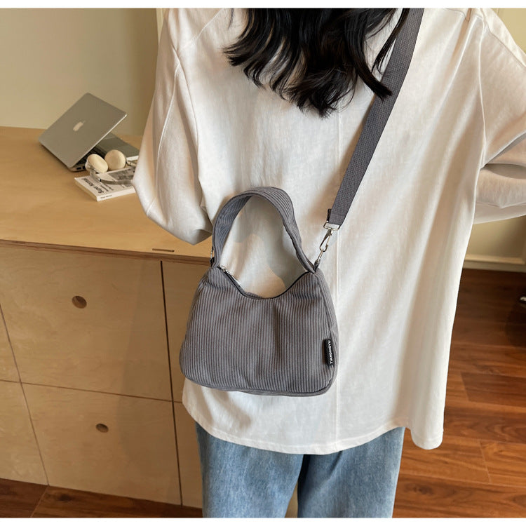 2024New Casual Large Capacity Women's Shoulder Bag Trendy Corduroy Versatile Crossbody Bag Trendy Bag Cross-Border Hot Item