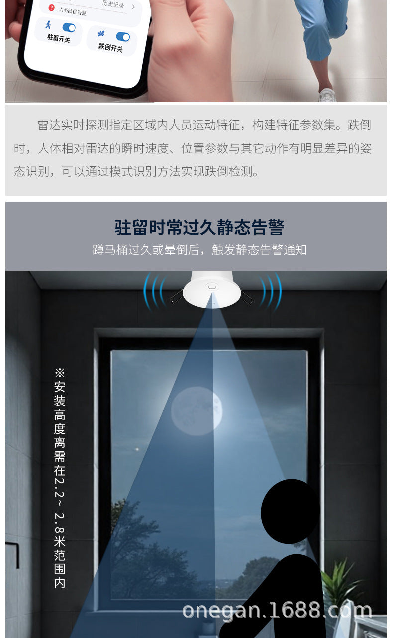 60G Elderly Anti-Fall Alarm Monitor Millimeter Wave Radar Presence Sensor Intelligent Induction Detector