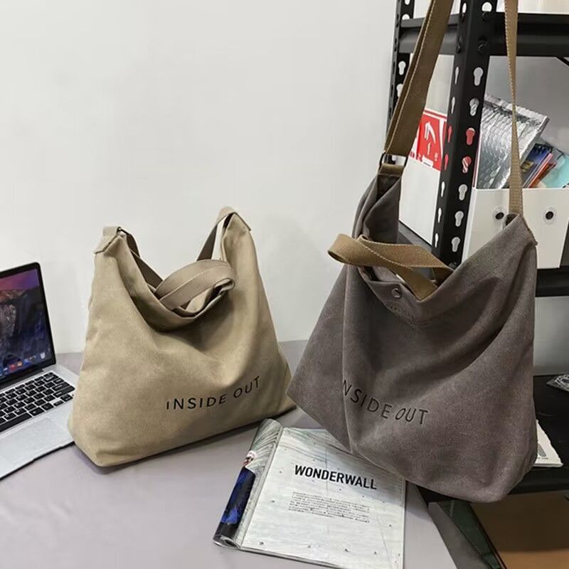 Canvas Crossbody Bag Men's Handbag Commuting Bag Male College Student Class Bag Shoulder Bag Large Capacity Backpack