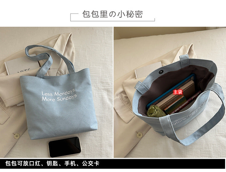 Vintage American Style Canvas Bag ins Large Capacity Student Commuter Artistic Single Shoulder Bag for Class Tote Bag for Women
