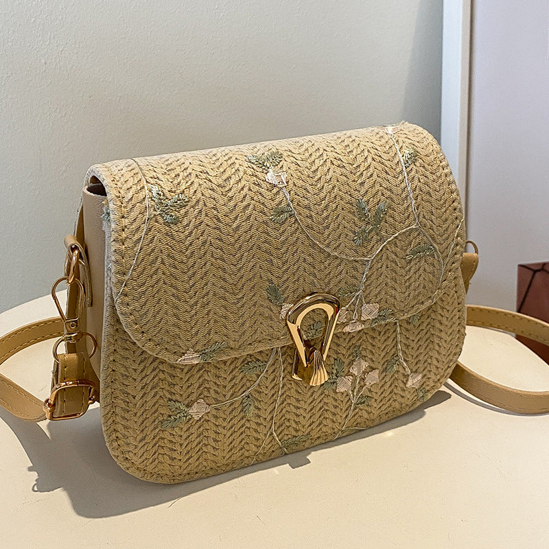 This year's trendy fashion straw woven small bag for women in summer2024New Trendy Versatile Lace Woven Single Shoulder Crossbody Bag for Women