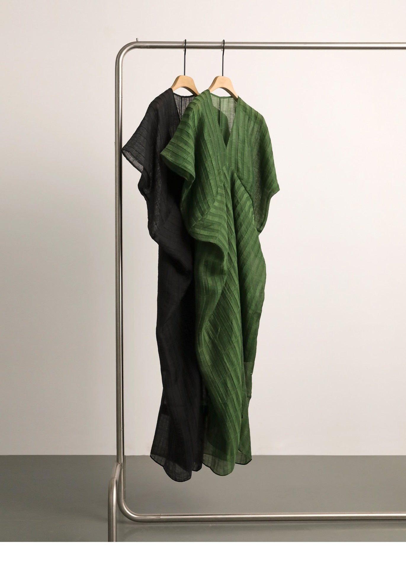 Spot Goods Gracefully Entering_Tencel Linen Blend Three-Dimensional Ribbed Texture Cocoon Design Dress2024Skirt