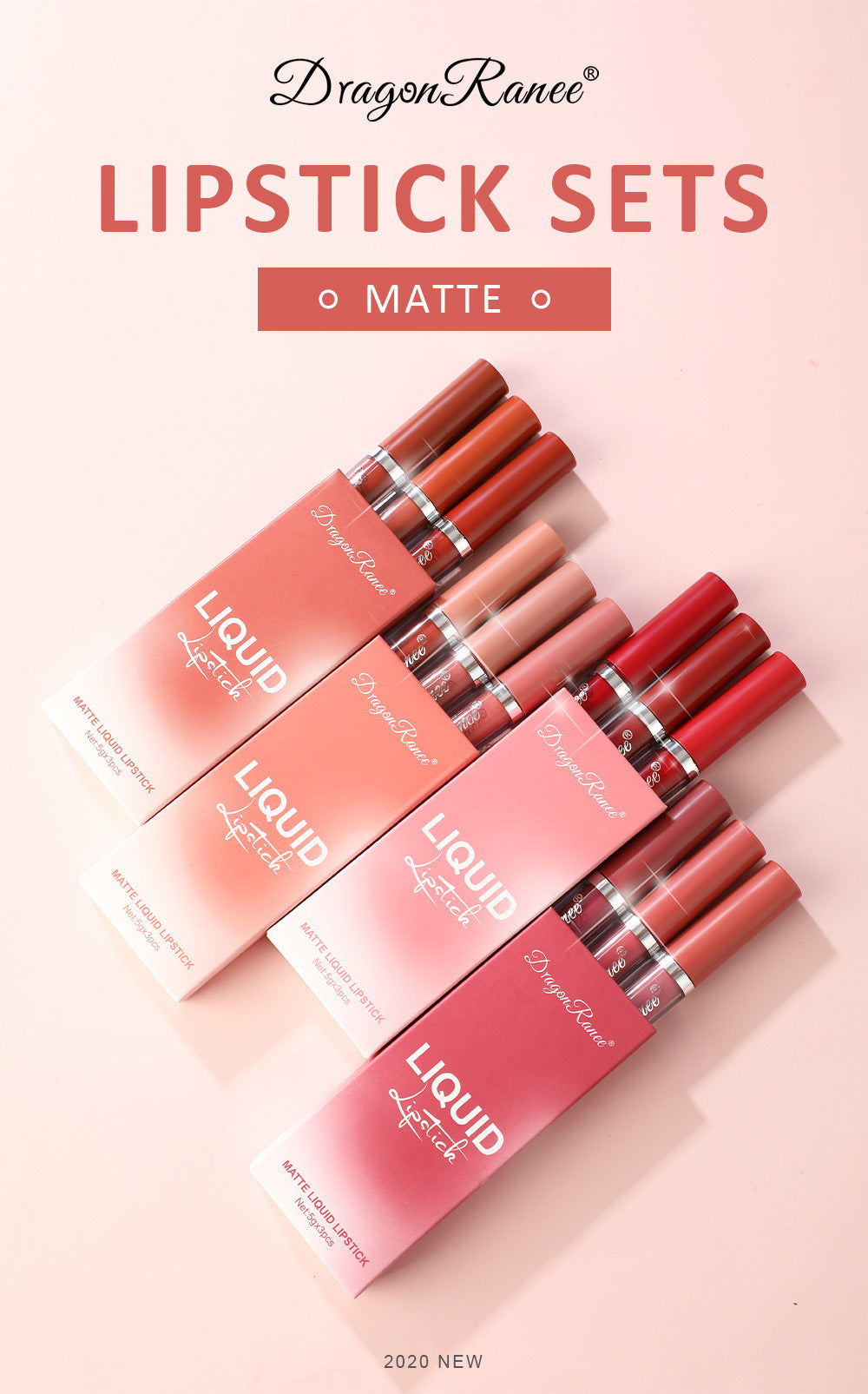 Cross-border Lip Gloss Set3Velvet Matte Lip Gloss Lipstick Orange Milk Tea Red Bean Paste Color Lip Gloss Wholesale