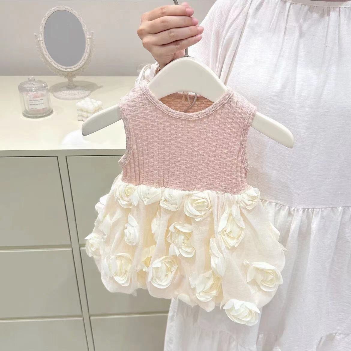 Adorable Outfit#Girls' Flower Bud Dress Autumn New Baby Girl Princess Dress Two-Piece Set Fashionable Trendy