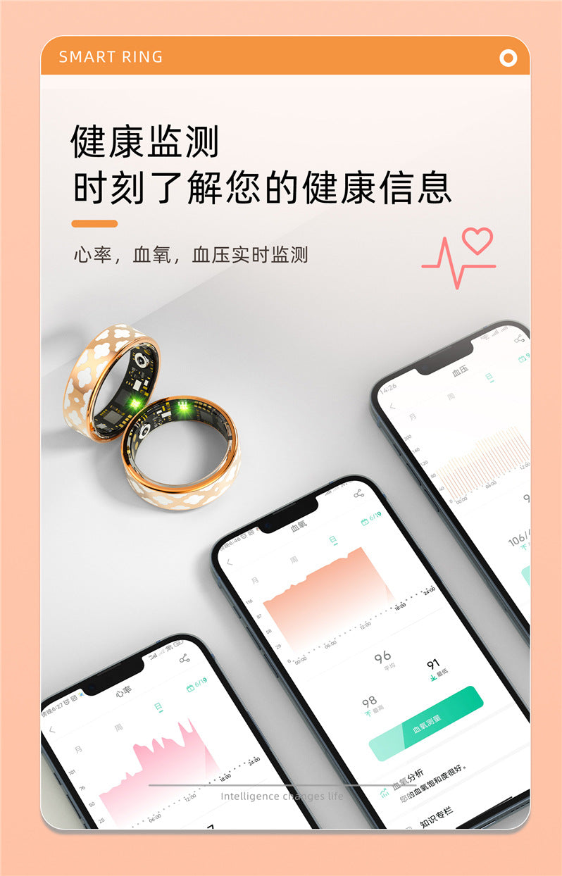 Cross-Border Hot-Selling Niche Black Technology R10M Enamel Color Smart Ring Heart Rate Blood Oxygen Sleep Monitoring Sports Photo