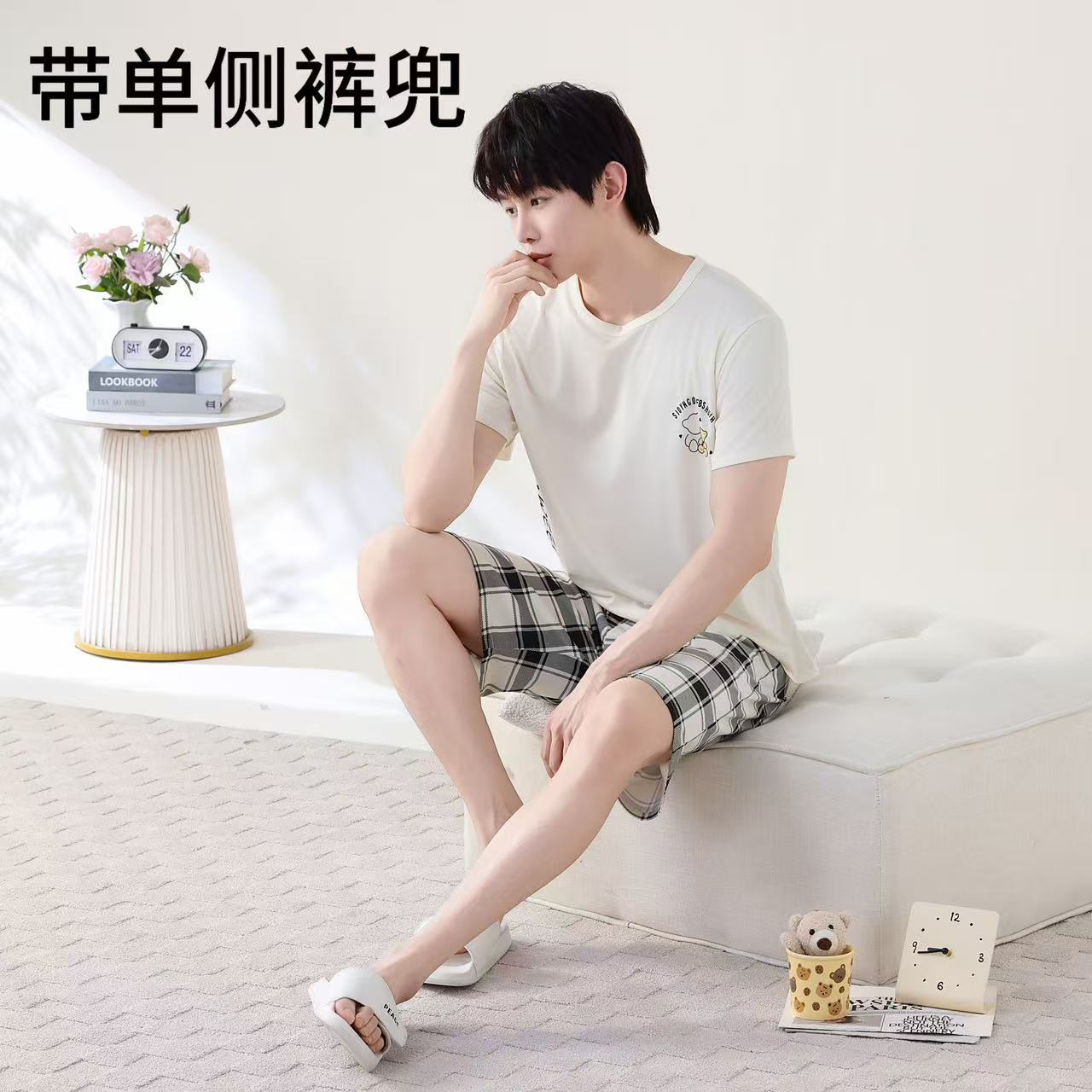 Foreign Trade Cross-Border Internet Celebrity Live Korean Version Cartoon Wearable Couple Short Sleeve Pajamas Homewear Summer Set Men's Pajamas