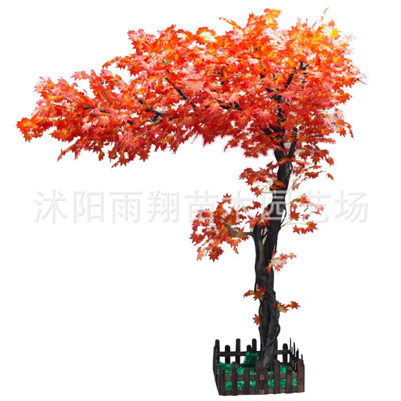 Artificial Red Maple Tree Maple Leaf Tree Indoor and Outdoor Decoration Maple Leaf Fake Tree Square Exhibition Hall Park Hotel Scene Layout Tree
