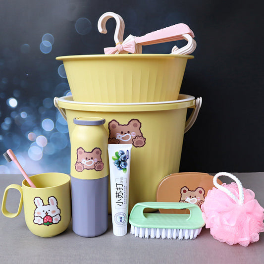 Back-to-School Season Toiletries Set Washbasin Bucket Tooth Cup Soap Dish Shoe Brush for Male and Female Students Dormitory11Set