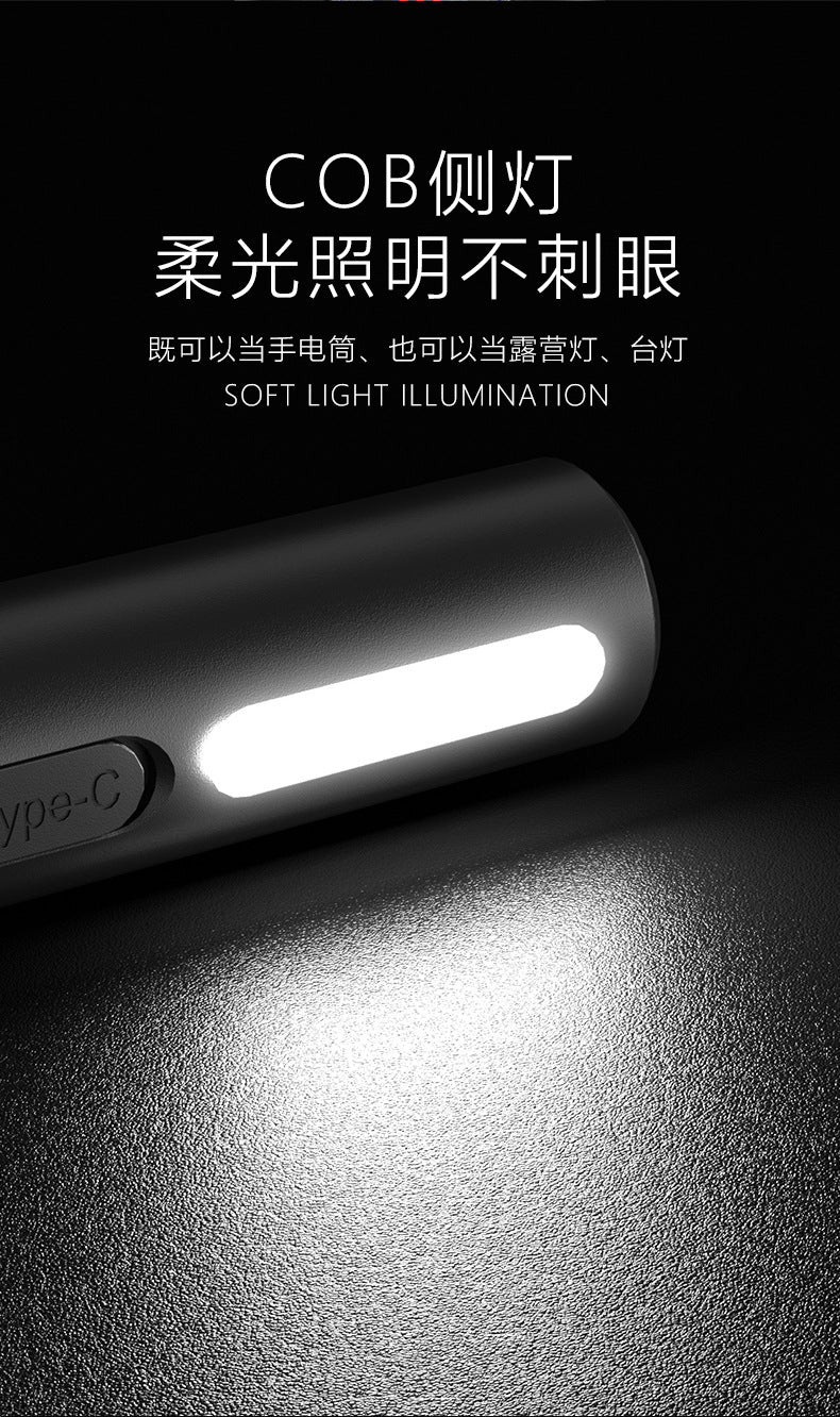 Cross-border Hot-Selling White Laser High-Intensity Side Light COB Zoom Long-Range Multi-Function Flashlight