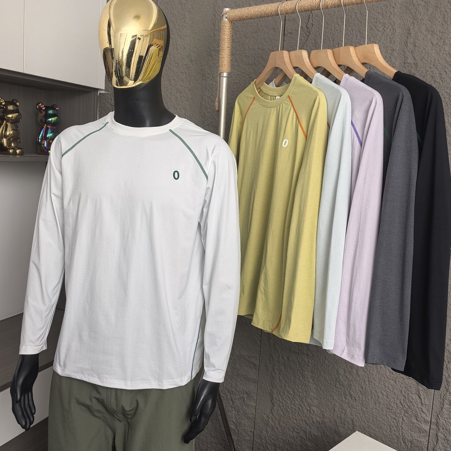 25Autumn New Color-Block Sunscreen!Men's Thin Quick-Dry Sports Cycling Outdoor Cool Feel Raglan Sleeve Base Shirt Long Sleeve T T-shirt