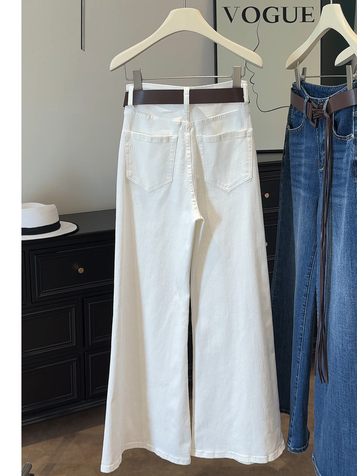Quality Denim Wide-Leg Pants for Women2025New Autumn Casual High-Waisted Loose Flared Slimming Straight Pants
