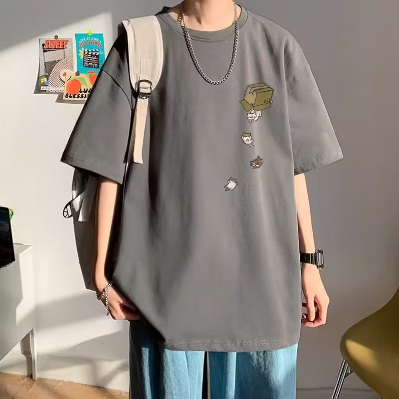 Summer New Short Sleeve Loose t T-shirt Men Fashion Brands Casual Half Sleeve Trendy T-shirt Bottoming Shirt Half Sleeve Shirt