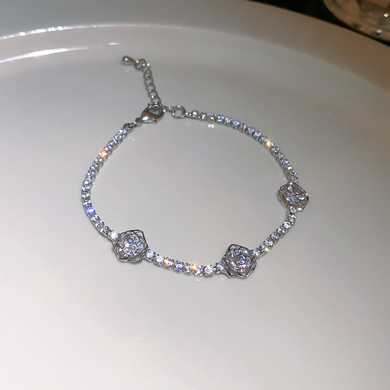 Xiaohongshu Same Style Hot-Selling Zircon Bracelet Light Luxury Niche Exquisite High-End Feel Adjustable Pull Jewelry for Women