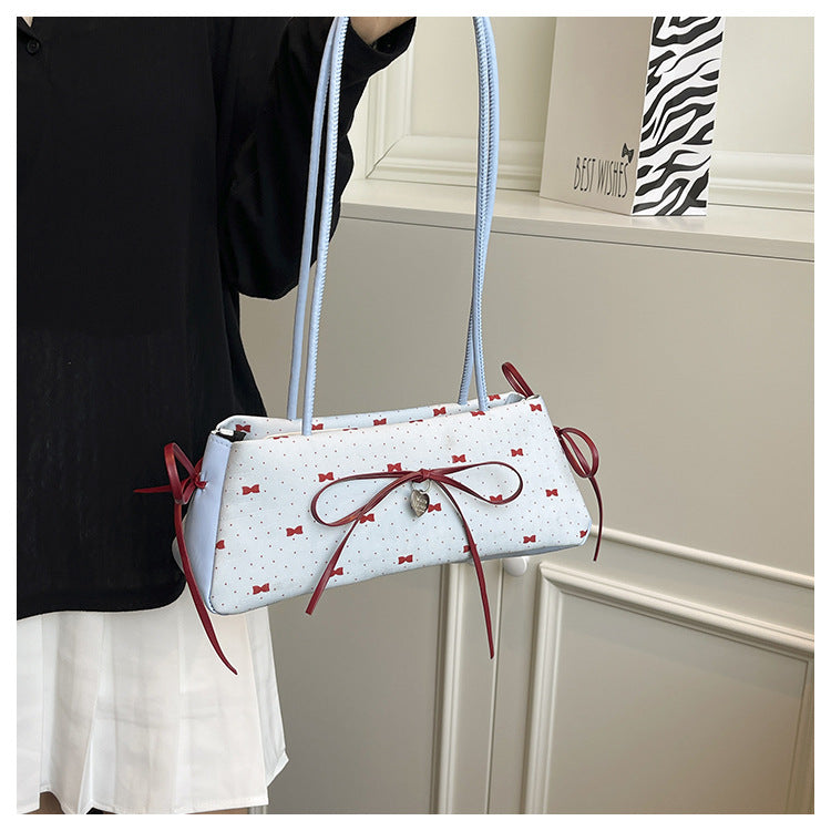 Korean Style High-Value Bowknot Bag for Women2025Summer New Single Shoulder Underarm Bag Fashion Polka Dot Handheld Small Bag for Women